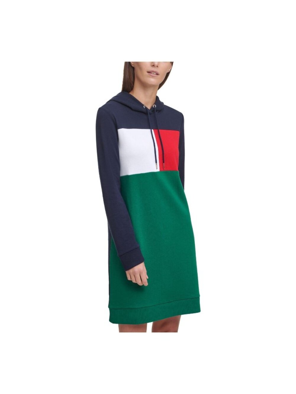 Tommy Hilfiger Women's Size 1X Colorblock Long Hoodie Sweatshirt Dress NWT Logo